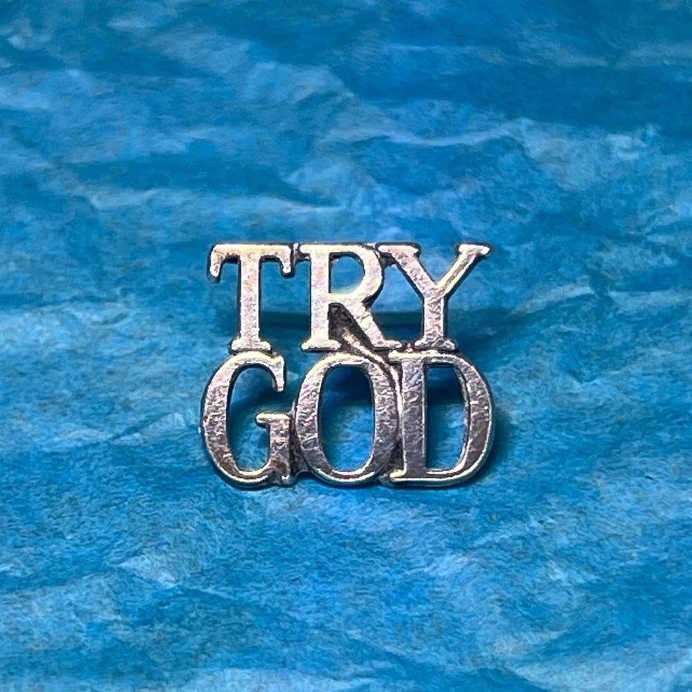 Vintage Tiffany & Co Sterling silver 925 Try God pin